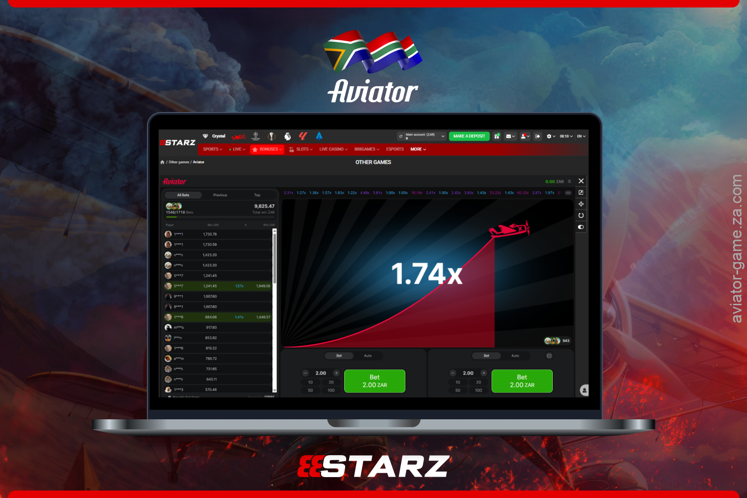 888starz Aviator is known in South Africa for its reliable and fast gaming environment, complemented by an excellent mobile app